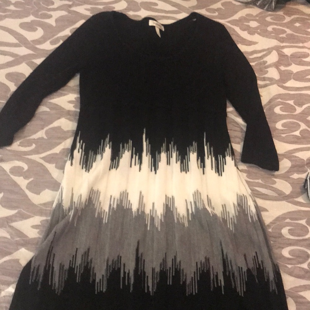 Knit knee length sweater dress